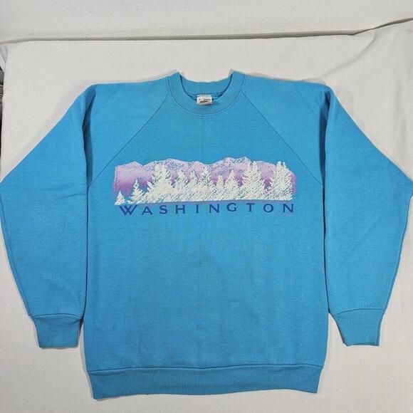 Vintage 1989 Washington State Nature Sweatshirt USA Fruit Of Loom Womens Large - Picture 1 of 15